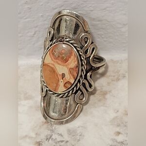 Handmade Peruvian Alpaca Silver Jasper Style Ring Boho